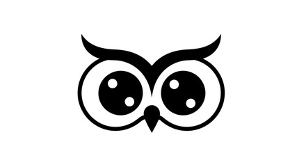 Obraz premium A stylized black and white owl face, symmetrical design, on a white background