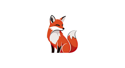 Fototapeta premium Stylized illustration of a fox, featuring red-orange fur and white accents, isolated on white