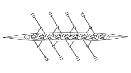 Teamwork in motion: linear canoeing crew in action