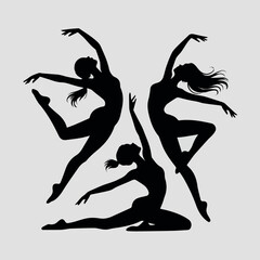 Fototapeta premium Create on Cool dancing 3. girl dancer activity silhouette. Good use for symbol, web icon, game elements, logo, sign, mascot, or any design you want. Easy to use