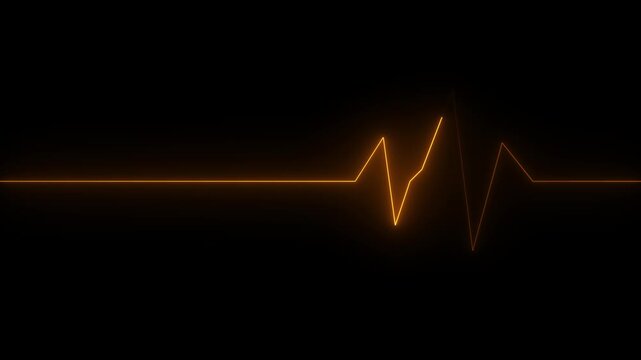 Glowing neon heart pulsating with electrocardiogram line on dark background medical cardiology health HD 4k video.