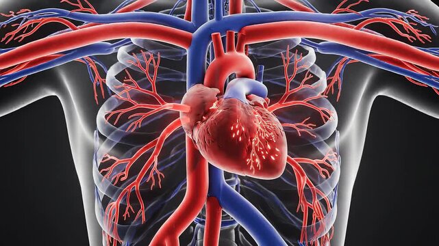 Blood,Human heart circulatory system model