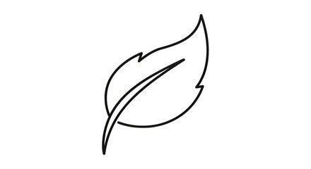 Simple line art of a leaf with a defined stem and prominent veins against a white background