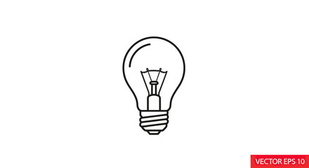 A simple black outline drawing of a lightbulb. It is against a white background