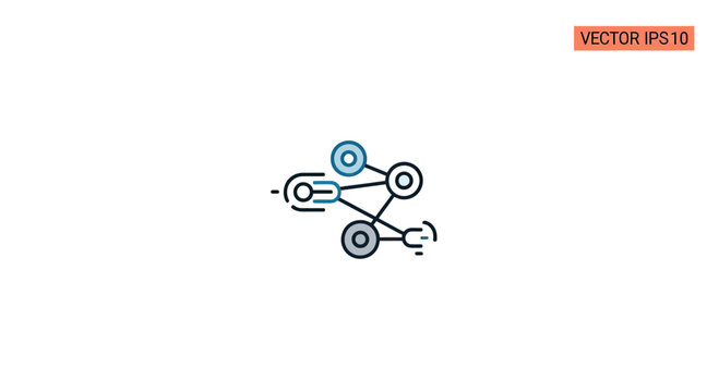 A colorful, graphic abstract network illustration on a white background, "vector ips 10" label