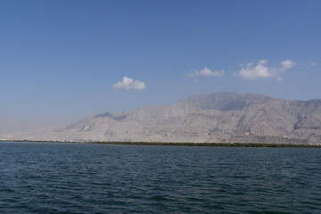 Persian Gulf, Strait of Hormuz, which connects with the Arabian Sea and the Indian Ocean, Coast of the United Arab Emirates, Middle East.