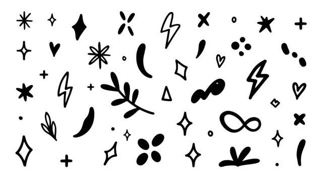 hand-drawn doodle vector set of accent fillers illustrated in a playful sketchy outline style isolated on white background
