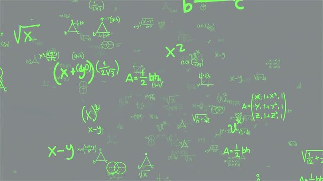 Mathematical Formulas and Geometric Shapes Animation on Green Screen Background