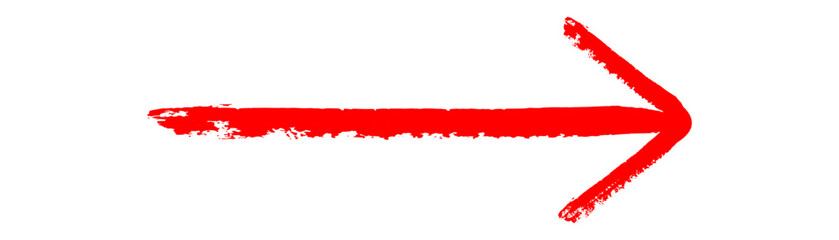 Red Brush Stroke Arrow Pointing Right – Grunge Paint Direction Sign PNG © Peerlesszone