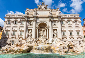 Famous Trevi fountain in center of Rome, Italy