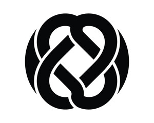 Intertwined knot symbol on a white.