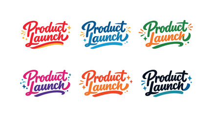 Fototapeta premium Seasonal holiday banner with promotional slogan presenting modern lettering logo set for Product Launch, business growth-focused