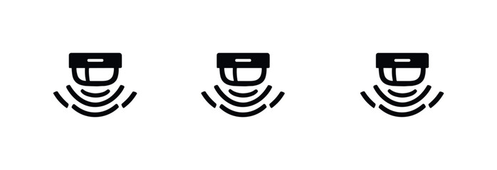 Motion Sensor Icon. Surveillance scene illustrated by a motion sensor panel with radiating detection lines reduced to a clean icon