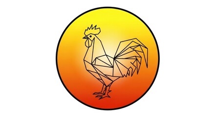 Obraz premium Geometric Rooster Illustration on Gradient Background.