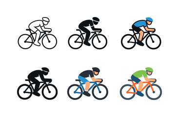 Fototapeta premium Fitness cycling icon depicting a road bicycle with rider, symbolizing endurance training, outdoor exercise, and cycling activity,
