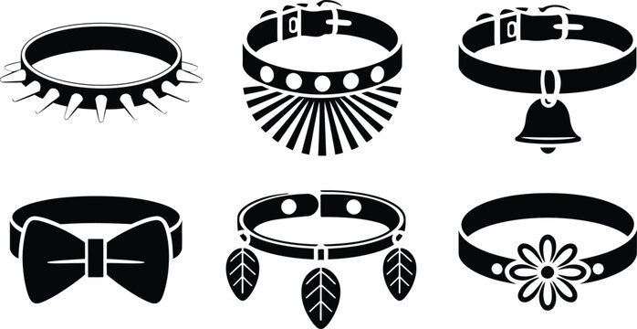 Animal collars and decorative neck accessories vector illustration