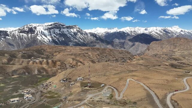 Mountain Road Leading to Komic Village in Cold Desert 