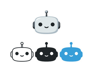 Obraz premium Minimal Robot Design. Data science scenario featuring a simple robot head with rounded corners, single antenna, and minimal facial