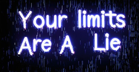 Fototapeta premium Bright neon sign displays motivational phrase. Dark background enhances glowing text. Simple design, impactful message.