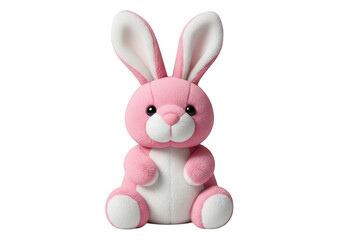 Obraz premium A pink stuffed bunny with white ears and feet isolated on transparent background