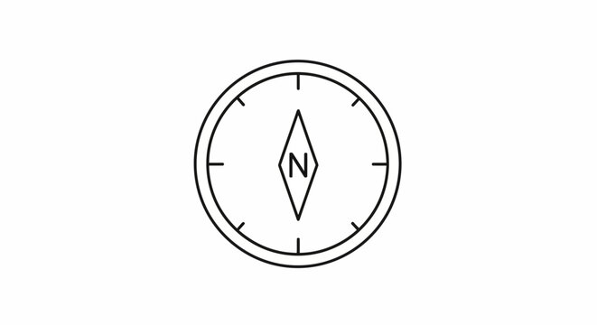 Minimalist compass illustration on white background navigation and direction concept