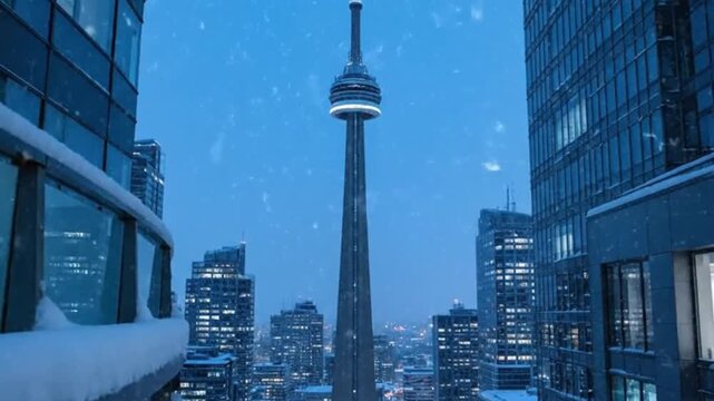 Urban winter blizzard survival in cinematic setting