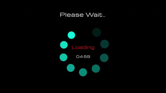 4K video with alpha channel, Circular loading animation with dots icon and timer. Glitch Online interruption issues.