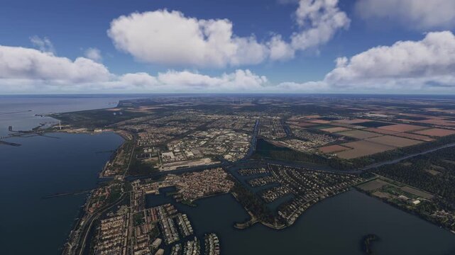 Aerial shot of Lelystad. Flevopolder. Netherlands