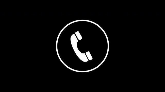Animated Incoming Call Icon in Circle - Minimalist Telephone Receiver Motion Graphic