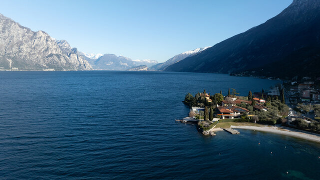 Scenic view of Lake Garda with mountains and coastline