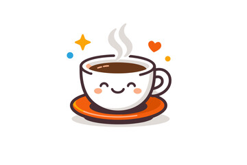 Fototapeta premium Micro joys captured through a small smiling cup of coffee with gentle steam and tiny sparkles, expressing quiet pleasure and comfort found in everyday moments.