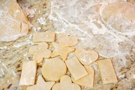 Dough shapes ready for baking homemade cookies