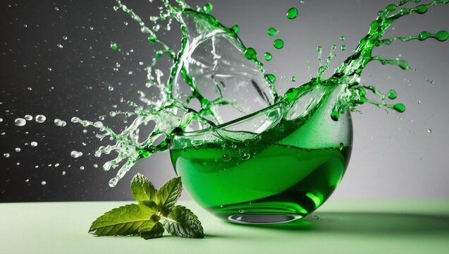 Wassersch&uuml;ssel mit frischer gr&uuml;ner Minze