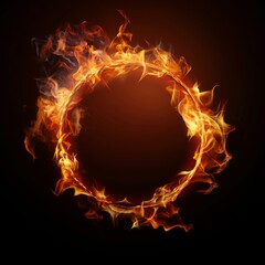 Fototapeta premium Glowing fire ring creating a mystical atmosphere with vibrant flames and dynamic energy for creative backgrounds and designs