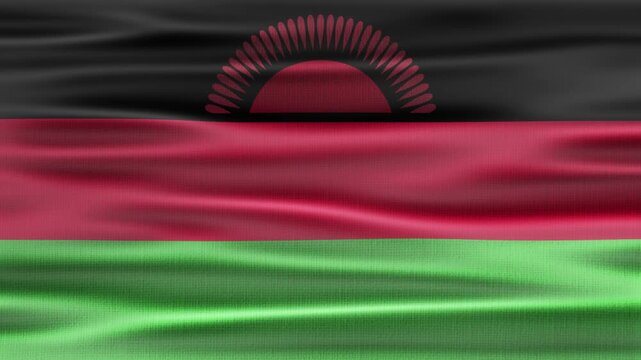 Malawi flag waving in the wind with high quality fabric texture