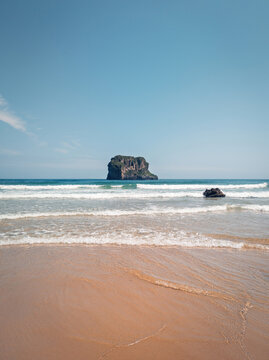 Scenic view of Ballota Beach and Castro Ballota