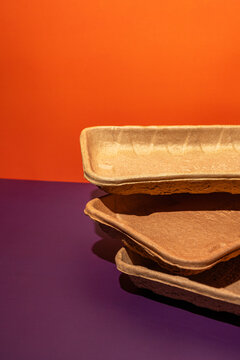 Biodegradable disposable dishes in vibrant colors