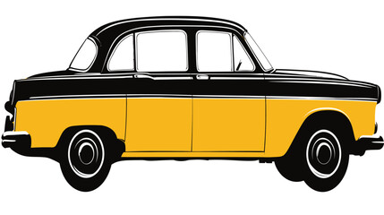 Obraz premium A stylized vector illustration of a classic, two-tone sedan viewed from the side