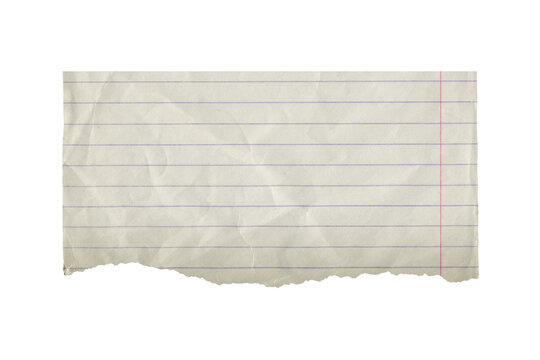 Vintage torn piece of aged lined paper texture. Old antique ripped sheet paper isolated.
