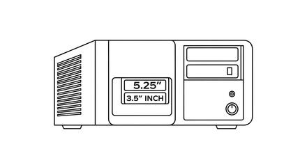 Obraz premium Vintage Computer Tower with 5.25 and 3.5 Inch Drive Bays.