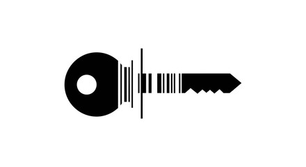 A black key icon incorporating a barcode design element on a white background © AvenLys20