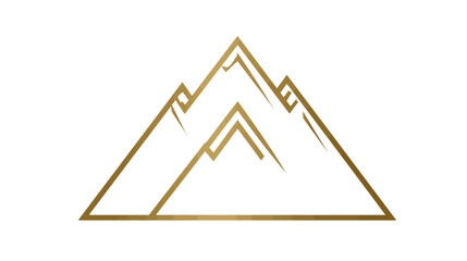 A gold geometric mountain range set against a white backdrop, symbolizing nature's grandeur