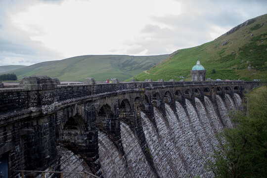 Historic Craig Goch Dam and reservoir in the scenic Elan Valley, Powys, Wales