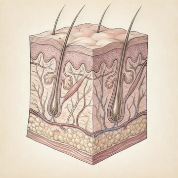 A drawing of a human head with hair