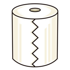 便所で使うトイレットペーパーをふちどりの線とグラデーションと影のイメージを付けてデザインしたベクターのイラストのグラフフィック素材