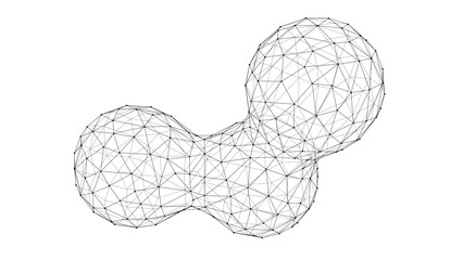Abstract wireframe metaball shape with flowing organic geometry and connected lines. Futuristic digital form representing technology, artificial intelligence, © AndS