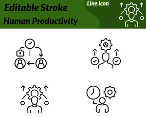 Clean flat vector icon displaying a human silhouette with a checklist and rising graph. Representing efficiency goal achievement performance improvement. Minimal design sharp lines professional blue.