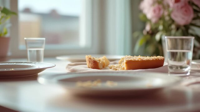 Empty birthday plates after party celebration