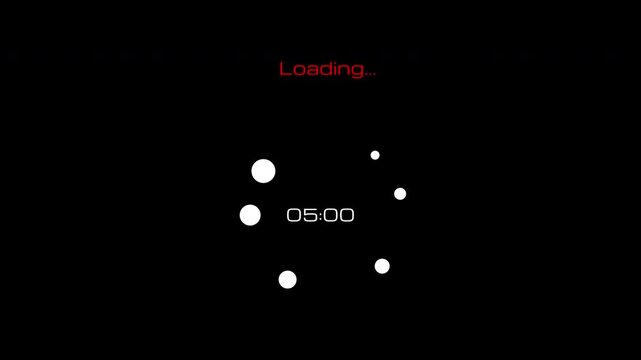 Circle loading glitch animation with dots icon with timer. Online glitch interruption issues. 4K footage with alpha channel.
