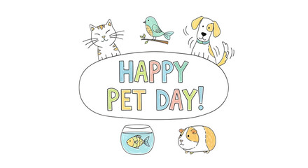 Obraz premium Happy Pet Day Illustration with Pets.